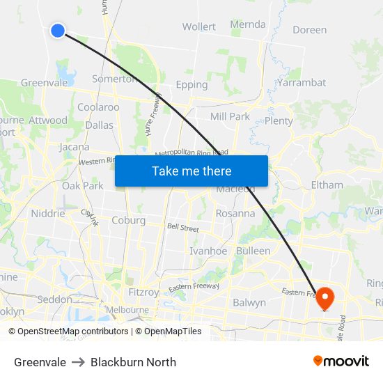 Greenvale to Blackburn North map