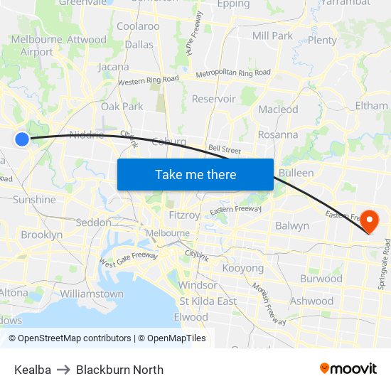 Kealba to Blackburn North map