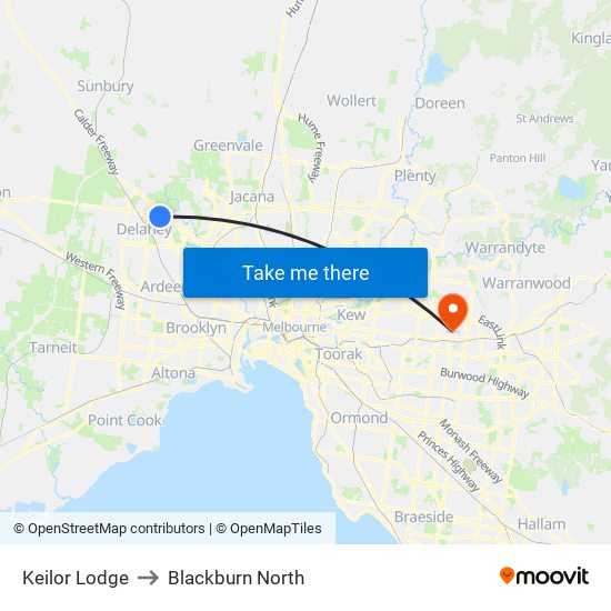 Keilor Lodge to Blackburn North map