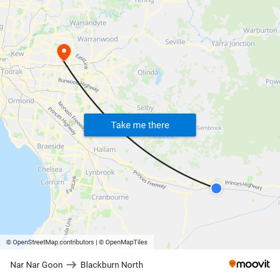 Nar Nar Goon to Blackburn North map