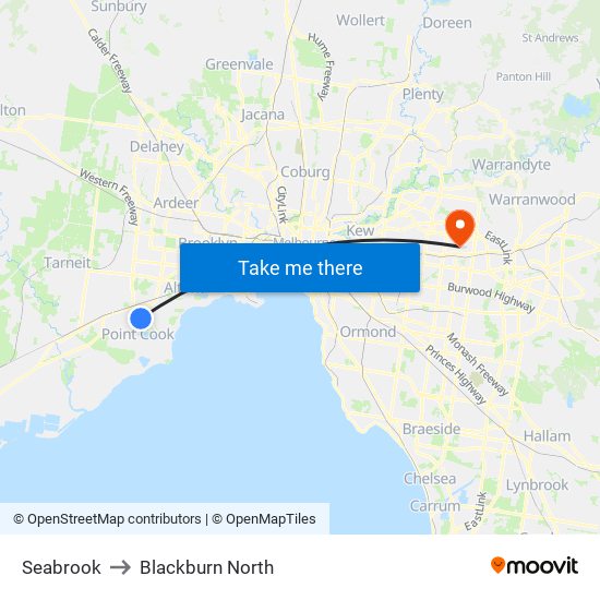 Seabrook to Blackburn North map