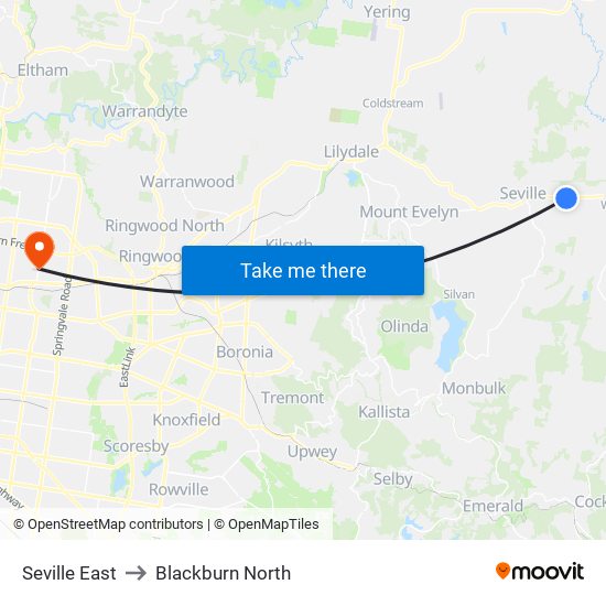 Seville East to Blackburn North map