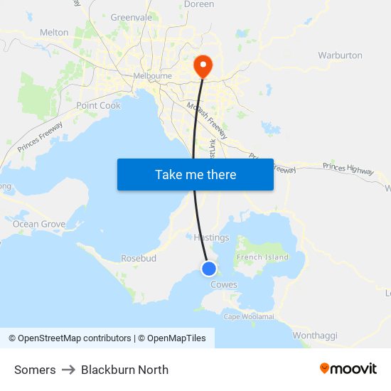 Somers to Blackburn North map