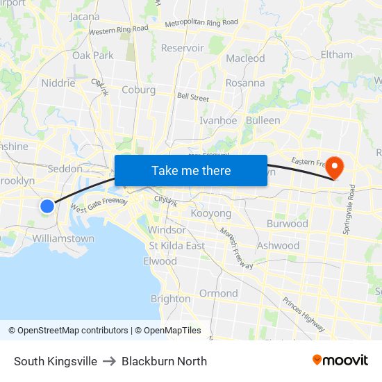 South Kingsville to Blackburn North map