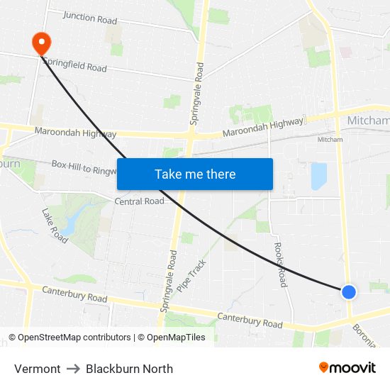 Vermont to Blackburn North map