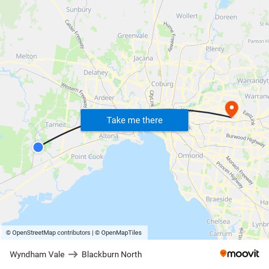 Wyndham Vale to Blackburn North map