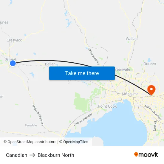 Canadian to Blackburn North map