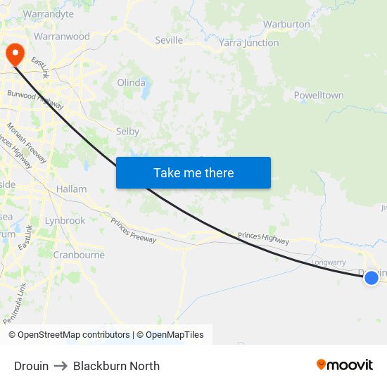 Drouin to Blackburn North map