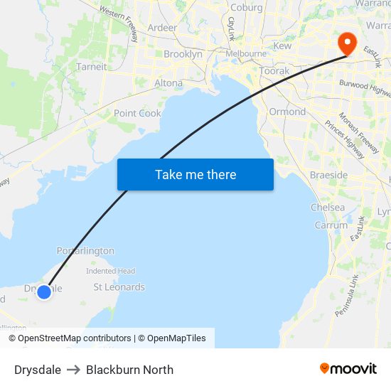 Drysdale to Blackburn North map