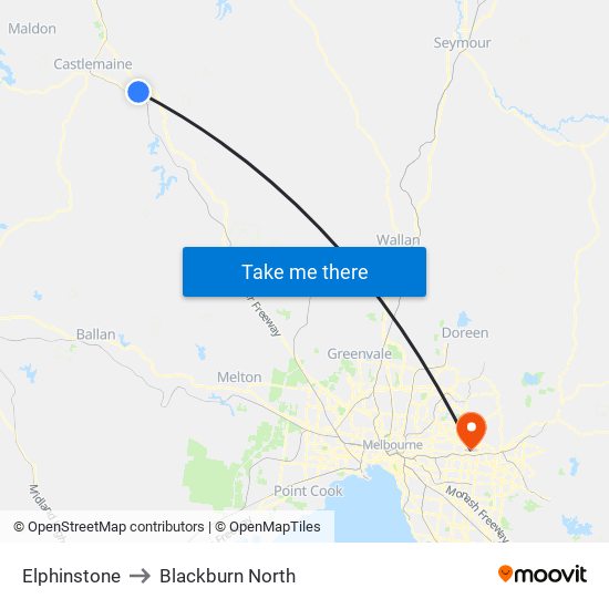 Elphinstone to Blackburn North map