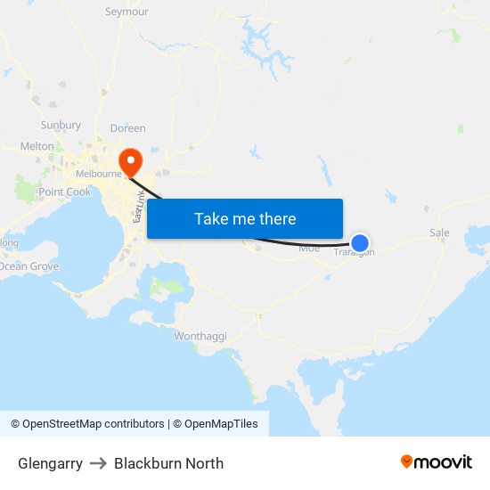 Glengarry to Blackburn North map