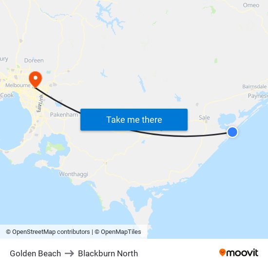 Golden Beach to Blackburn North map