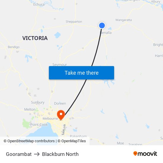 Goorambat to Blackburn North map