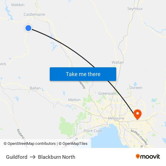 Guildford to Blackburn North map