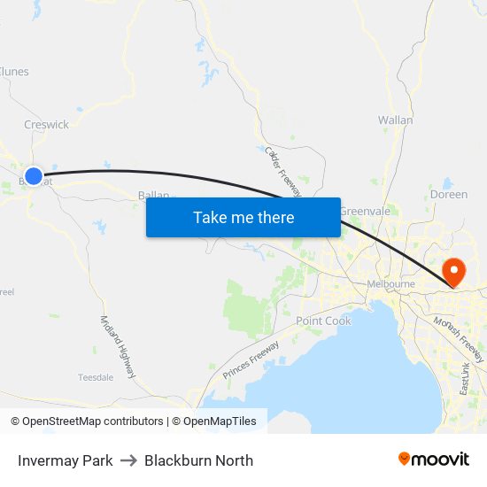 Invermay Park to Blackburn North map