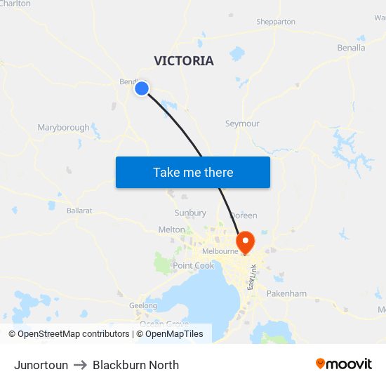 Junortoun to Blackburn North map