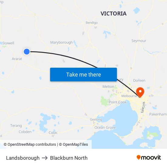 Landsborough to Blackburn North map