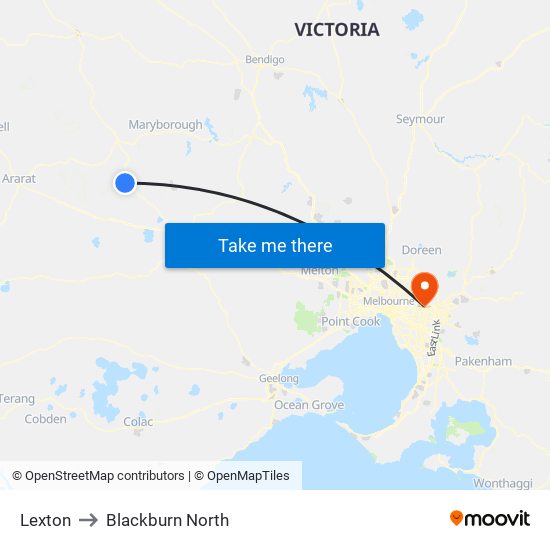 Lexton to Blackburn North map