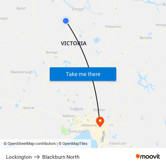 Lockington to Blackburn North map