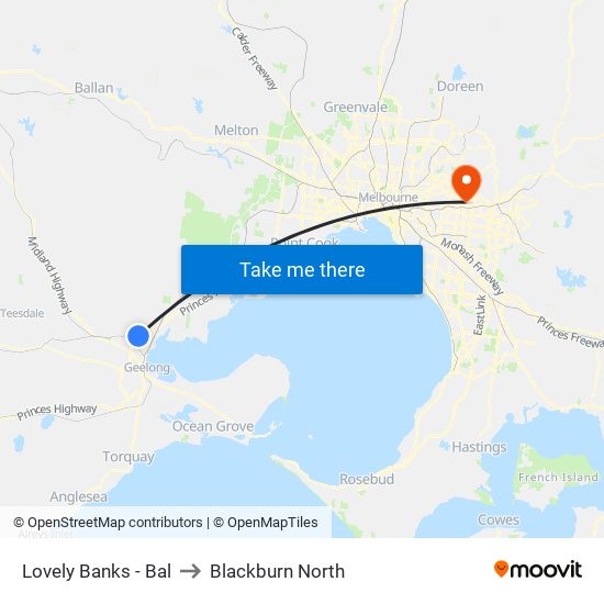 Lovely Banks - Bal to Blackburn North map