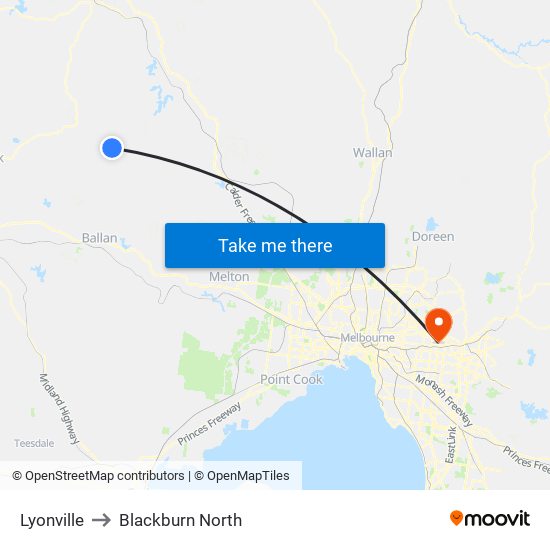 Lyonville to Blackburn North map