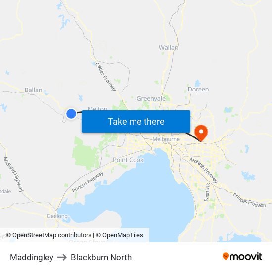 Maddingley to Blackburn North map