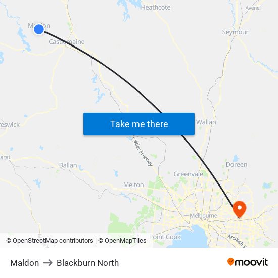 Maldon to Blackburn North map