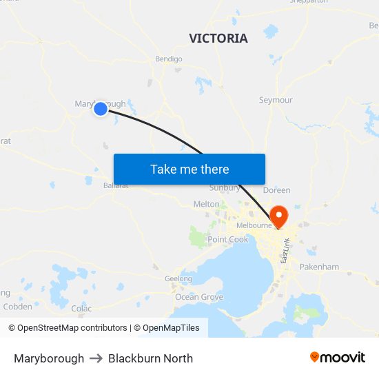 Maryborough to Blackburn North map