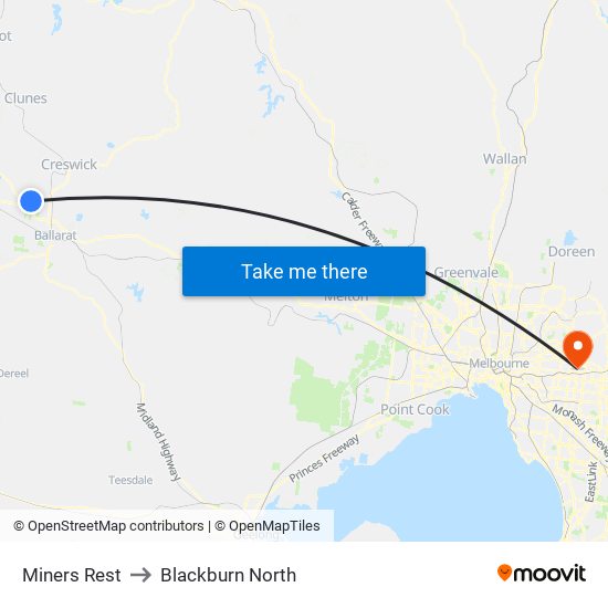 Miners Rest to Blackburn North map