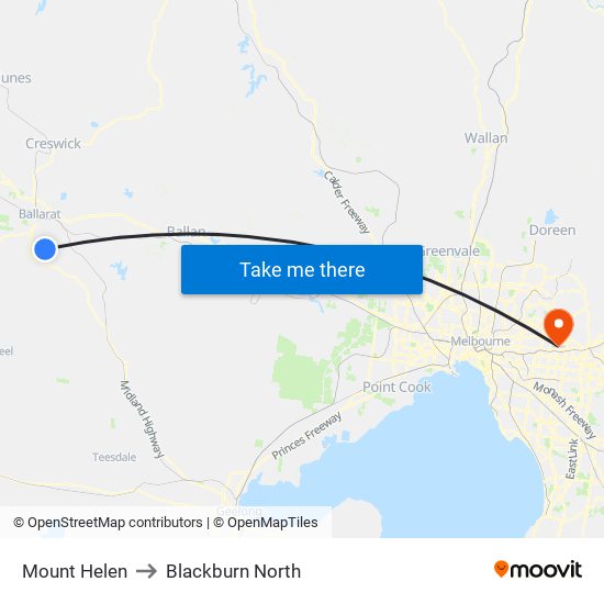 Mount Helen to Blackburn North map