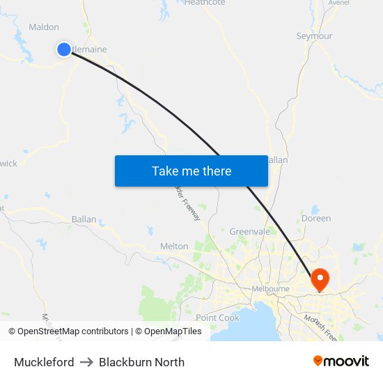 Muckleford to Blackburn North map