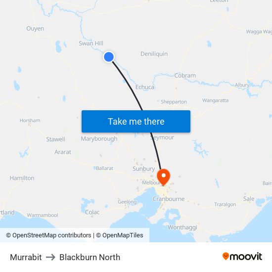 Murrabit to Blackburn North map