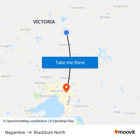 Nagambie to Blackburn North map