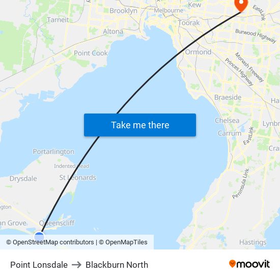 Point Lonsdale to Blackburn North map