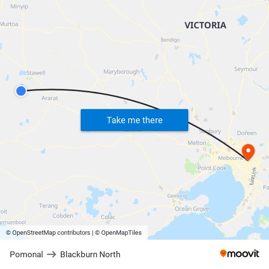 Pomonal to Blackburn North map