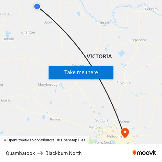 Quambatook to Blackburn North map