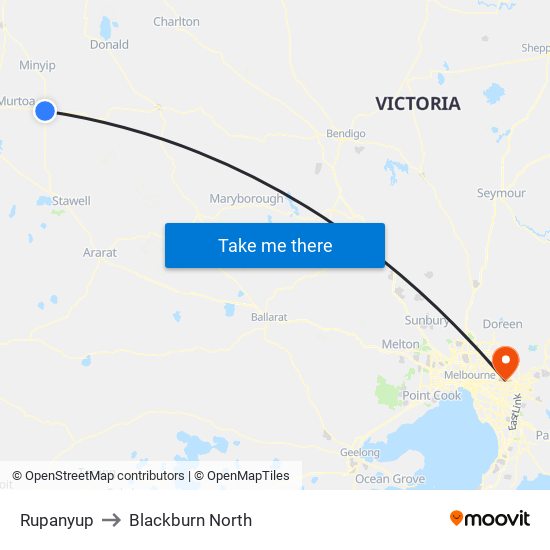 Rupanyup to Blackburn North map