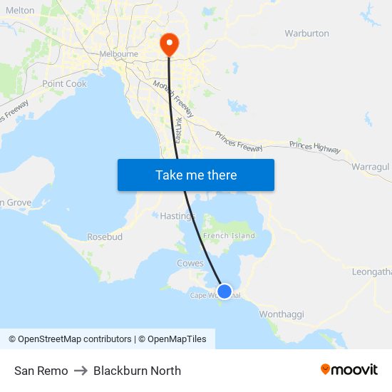 San Remo to Blackburn North map