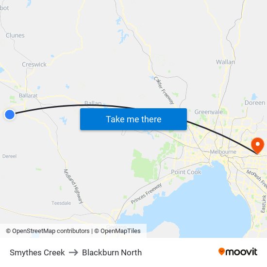 Smythes Creek to Blackburn North map