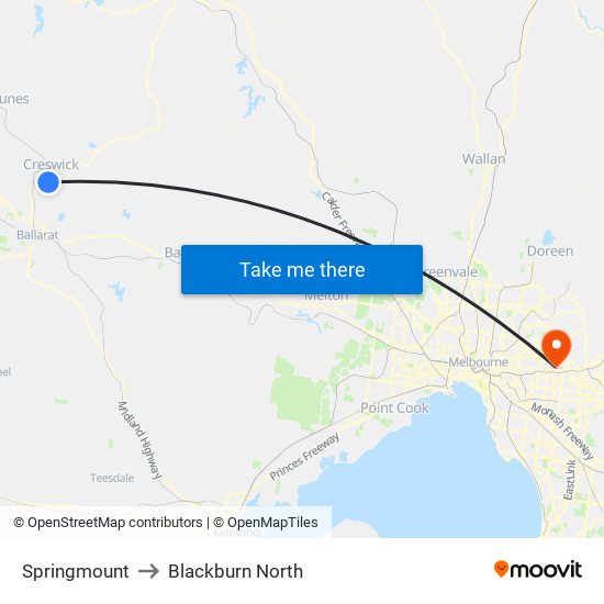 Springmount to Blackburn North map