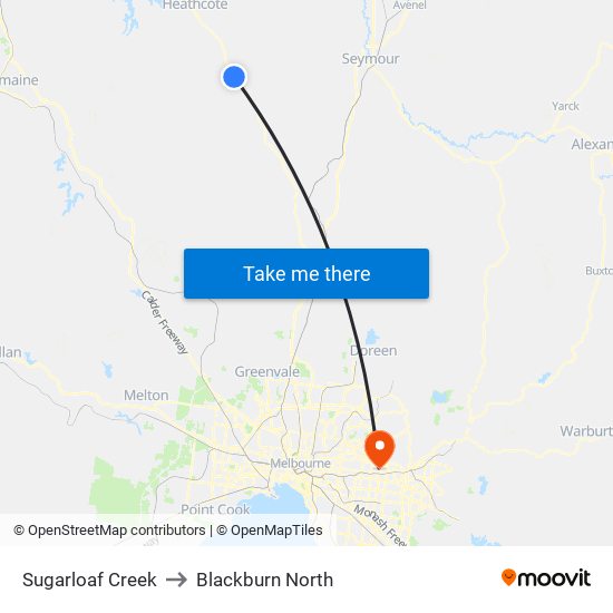 Sugarloaf Creek to Blackburn North map