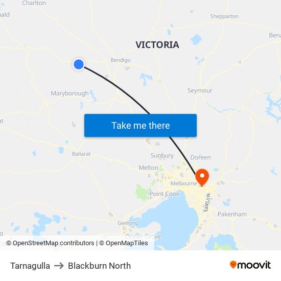 Tarnagulla to Blackburn North map