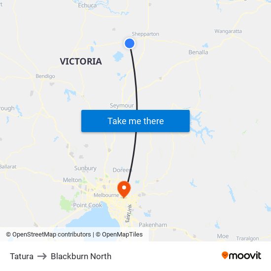 Tatura to Blackburn North map