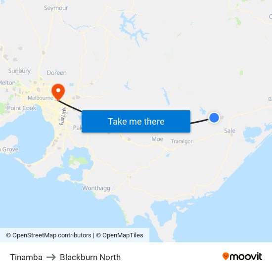 Tinamba to Blackburn North map