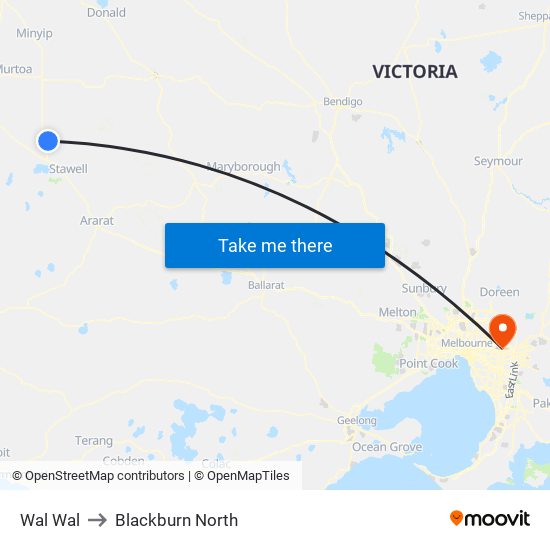 Wal Wal to Blackburn North map