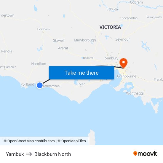 Yambuk to Blackburn North map