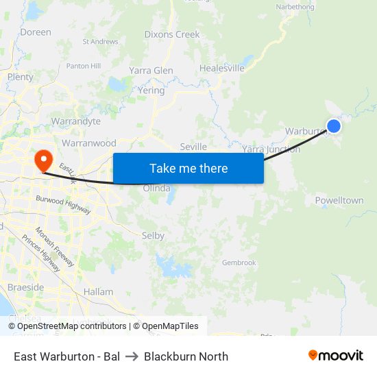 East Warburton - Bal to Blackburn North map