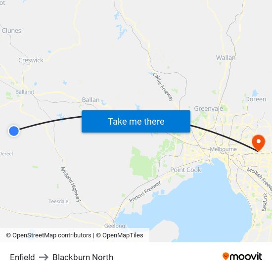 Enfield to Blackburn North map