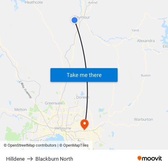 Hilldene to Blackburn North map