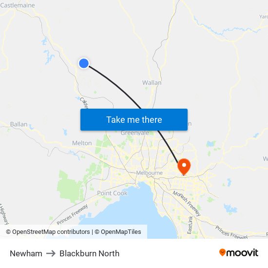 Newham to Blackburn North map